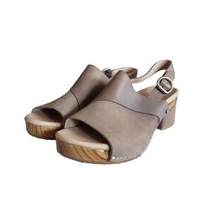 Dansko Madalyn Sandal Taupe EUR 38 US 8 Slingback Block Heel Summer Beach Resort